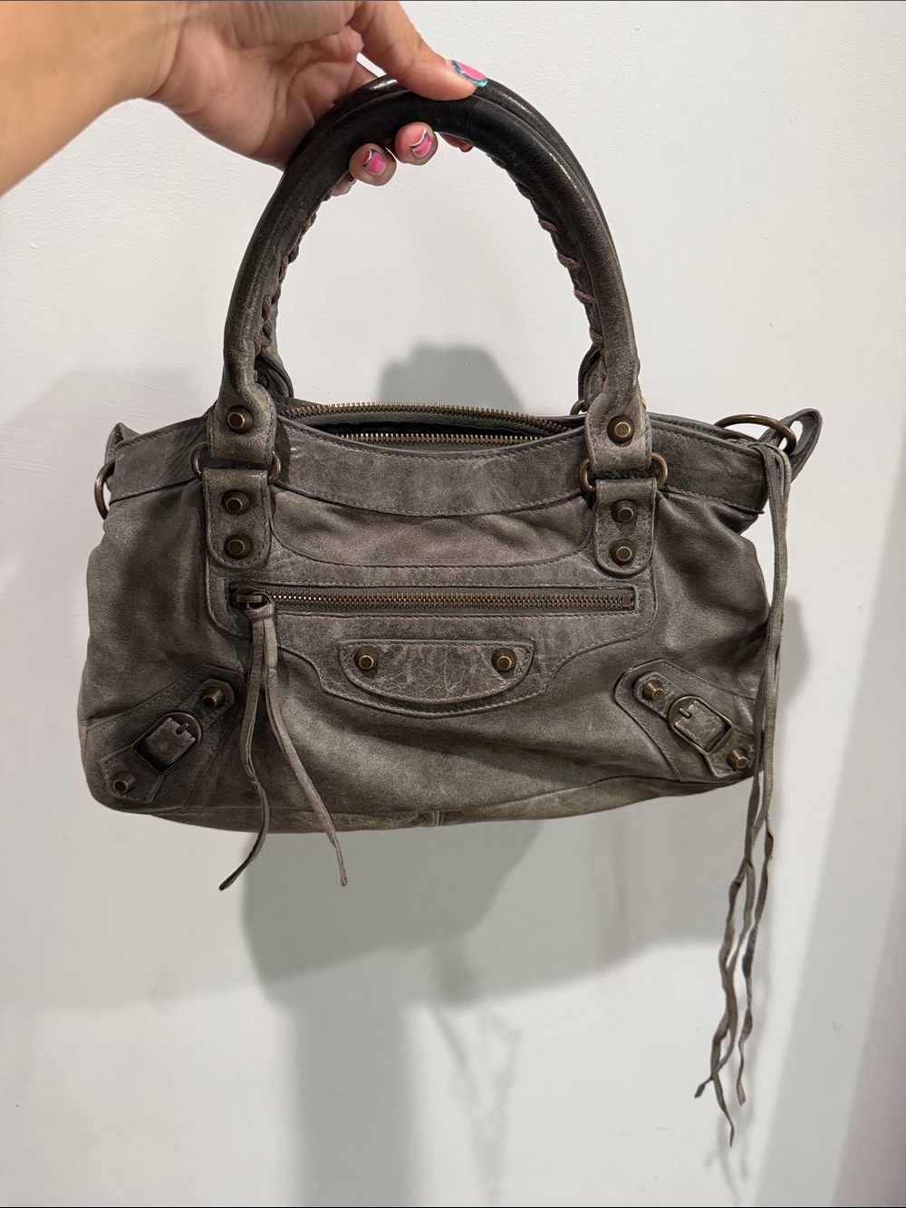 Vintage Balenciaga City Handle Bag 103208 213048 Leather Gray Authentic F0605423 - Picture 13 of 14